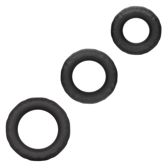 A set of three ultra soft, stretchy cock rings in various fetching colours.