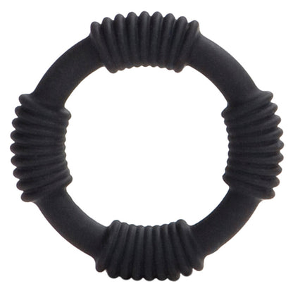 silicone love ring in dark grey, a hercules cock ring from california exotic