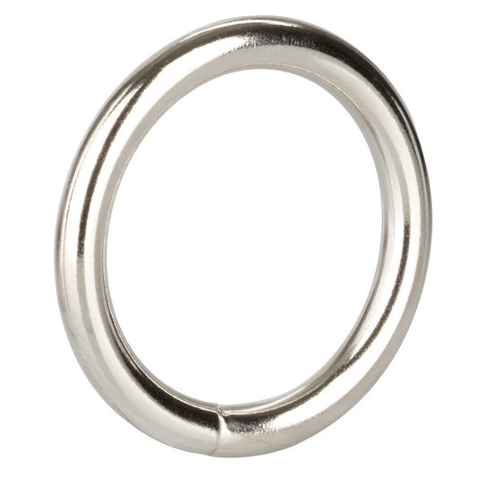 Silver-coloured cock ring in a medium size, a love ring for added pleasure and support.