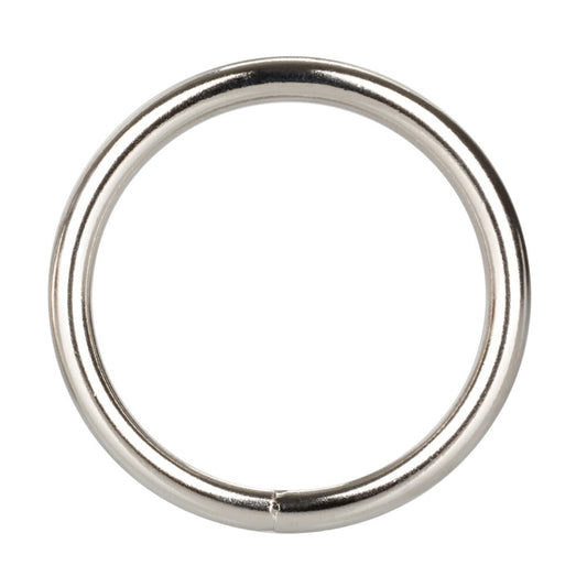 Large silver-tone love ring from California Exotic, a smooth and polished metal cock ring.