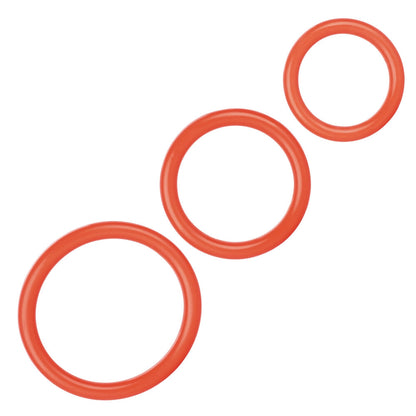 Set of three love rings, textured for enhanced sensation, made of smooth, flexible material.