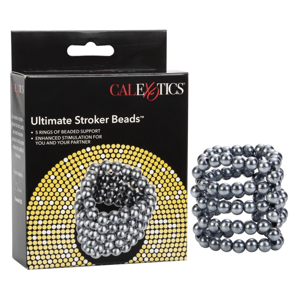 Close-up of a translucent love ring with textured beads, designed for intimate pleasure.