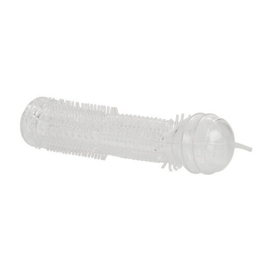 A two-pack of clear, textured Senso penis sleeves by California Exotic.