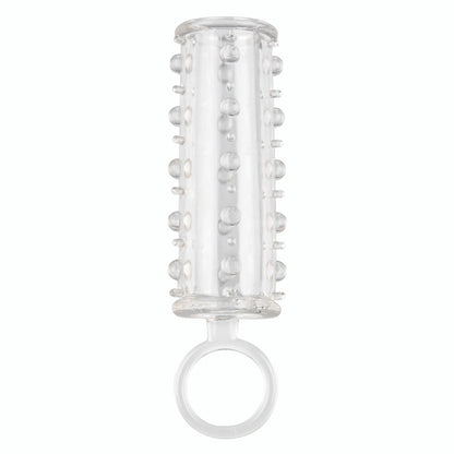 california exotic girth and length sensation enhancer, a clear penis extender sleeve.