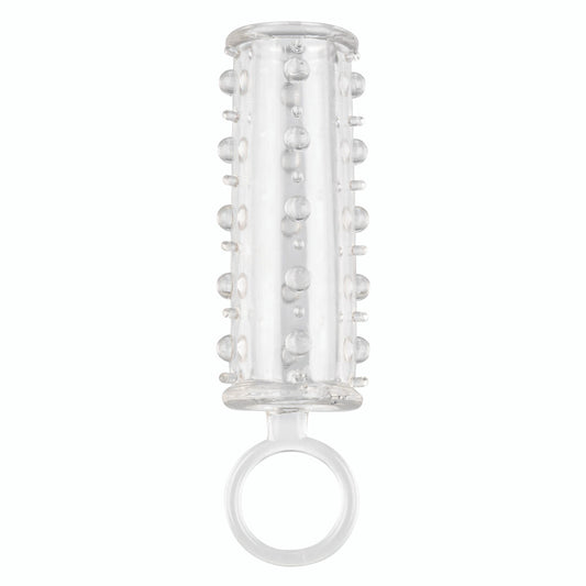 california exotic girth and length sensation enhancer, a clear penis extender sleeve.