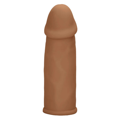 California Exotic Futurotic penis extender in brown; a device designed to enhance length.