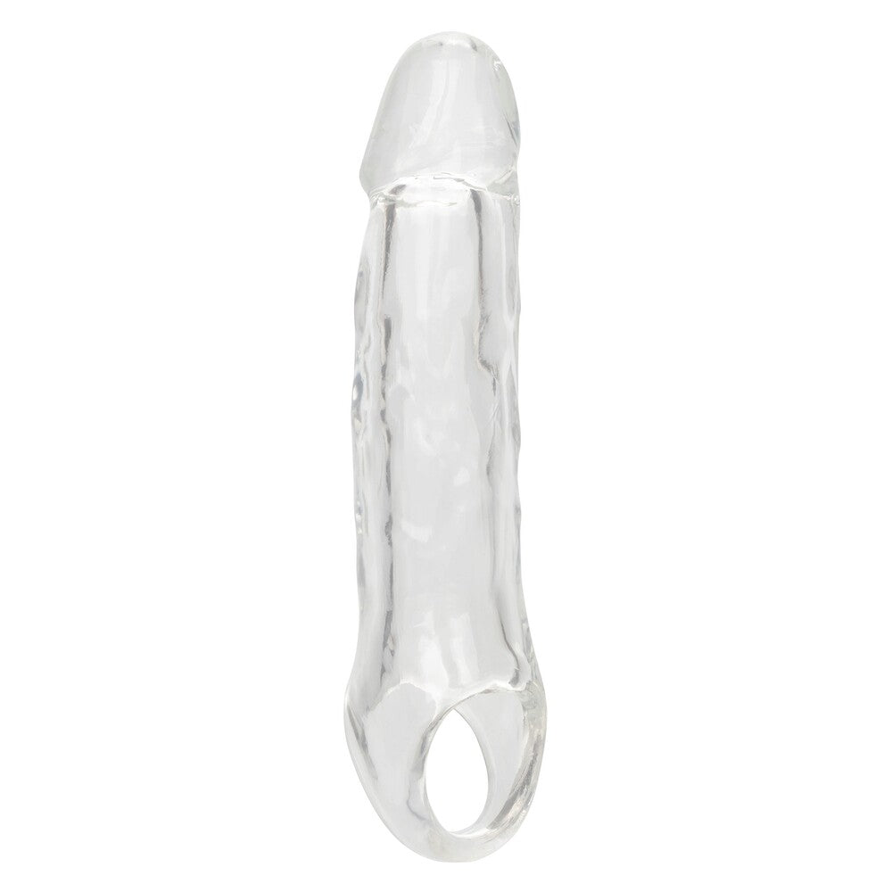Clear penis extension from California Exotic, 5.5 inches long, designed for enhanced performance.