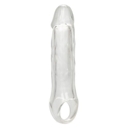 Clear, smooth penis extender from california exotic, offering 7.5 inches of added length.
