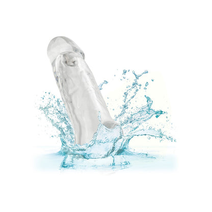 Clear, flexible penis extension from California Exotic, 7.5 inches long, offering enhanced length and girth.