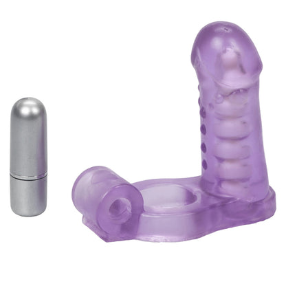 Vibrating double dildo penetrator, dual-ended, flesh-toned silicone, for intimate pleasure, from California Exotic.