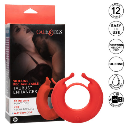 Taurus enhancer couples cock ring, a textured black love ring vibrator by California Exotic.