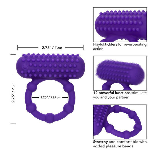 California Exotic 5-bead cock ring vibrator, made of smooth, skin-safe material, for enhanced pleasure.