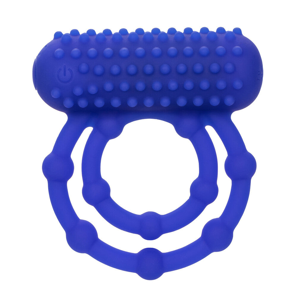 California Exotic 10 bead vibrating cock ring, rechargeable love ring for enhanced pleasure.