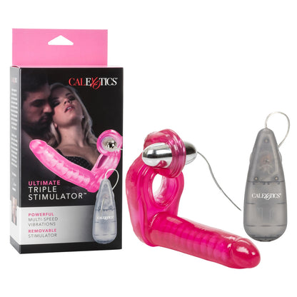 California Exotic ultimate triple stimulator vibrating cock ring with dong, flesh-toned silicone.