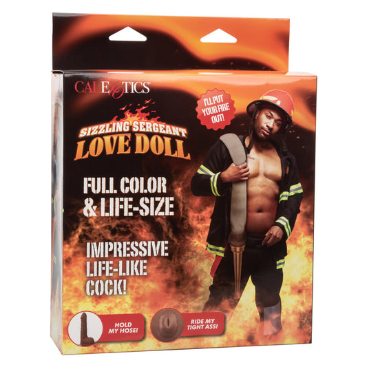 California Exotic sizzling sergeant love doll, lifelike male form in realistic skin tone.