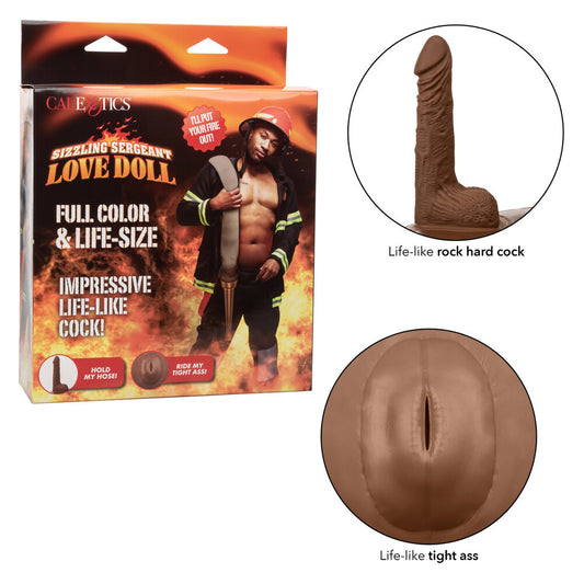 California Exotic sizzling sergeant love doll, realistic male torso with detailed features.