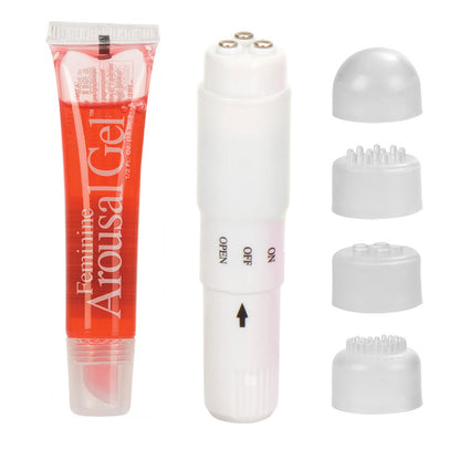 california exotic pleasure kit with clitoral vibrator and stimulators for intense satisfaction.
