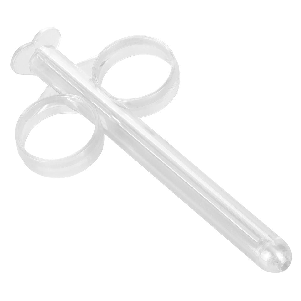 California Exotic Lube Tubes lubricant dispenser, clear plastic for easy personal hygiene application.