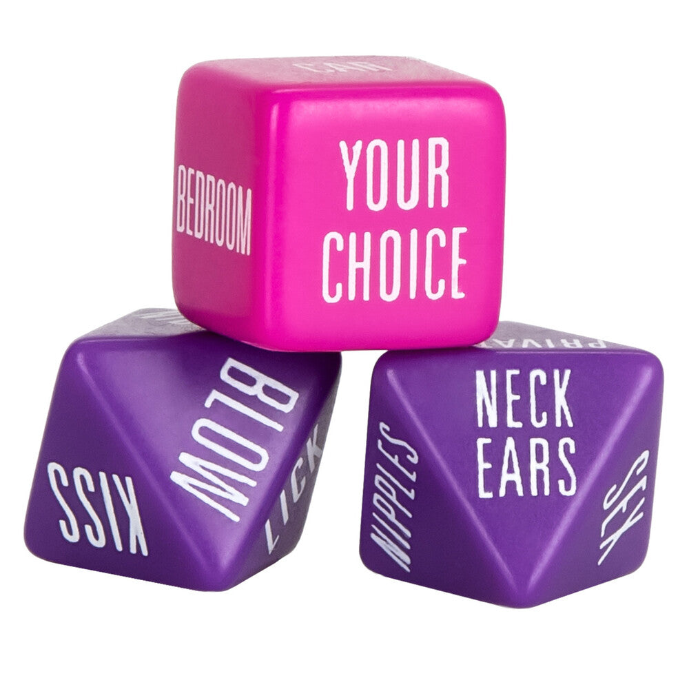 close-up of novelty 'spicy dice' for adults, a fun and cheeky bedroom game