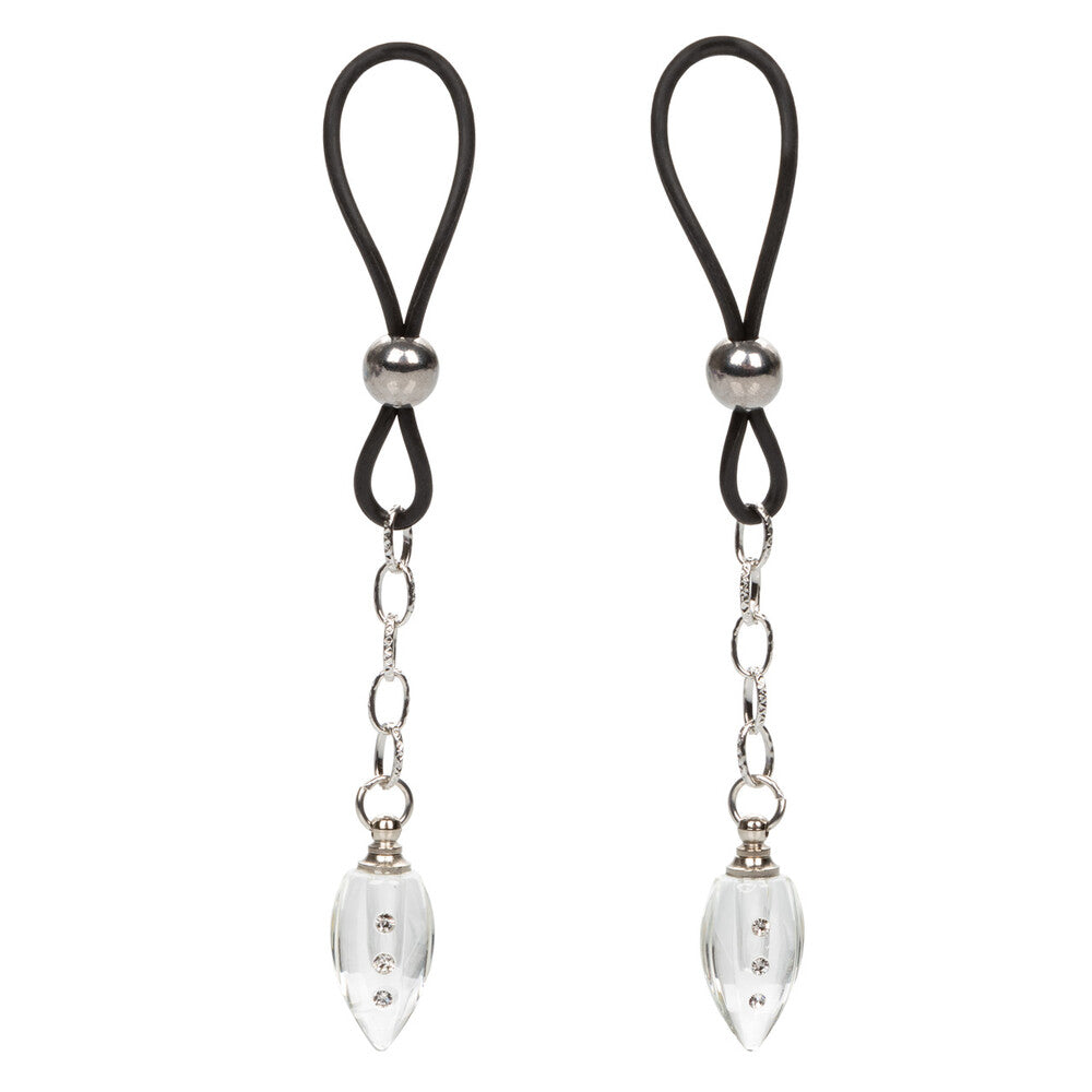 Crystal teardrop nipple jewellery for non-pierced nipples, offering a glamorous and playful look.