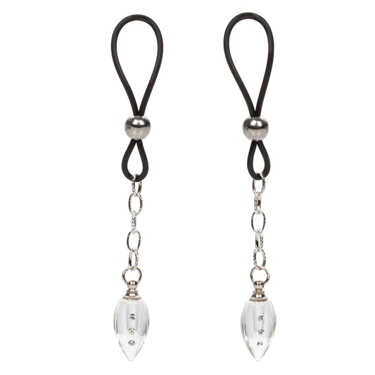 Crystal teardrop nipple jewellery for non-pierced nipples, offering a glamorous and playful look.