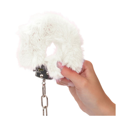 California Exotic ultra fluffy furry cuffs in white, perfect for role-play fun.