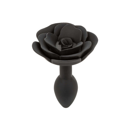Small rose-shaped anal plug in a deep red colour, designed for intimate play.