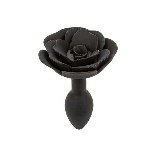 Small rose-shaped anal plug in a deep red colour, designed for intimate play.