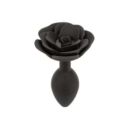 Large rose-shaped anal plug in a deep red colour, crafted from smooth silicone for pleasure play.