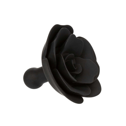 California Exotic Forbidden Removable Rose Gag, black silicone bit with a red rose detail.