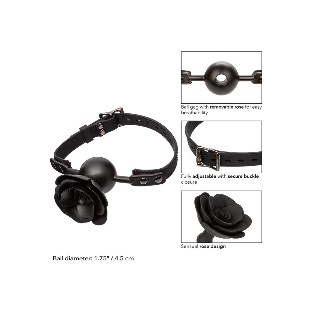 calexotics forbidden rose gag with removable red rose, a kinky bedroom accessory