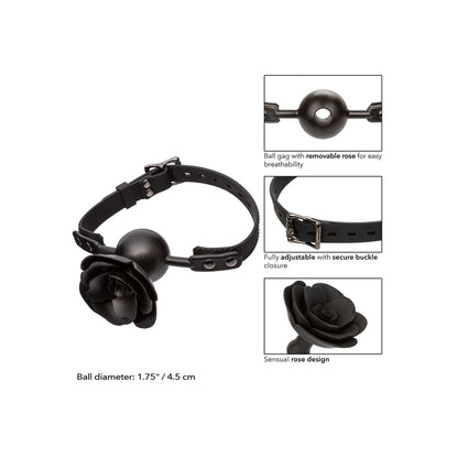 calexotics forbidden rose gag with removable red rose, a kinky bedroom accessory