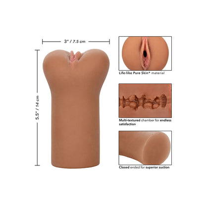 Flesh brown boundless vulva masturbator by california exotic, looks realistic and ready for use.