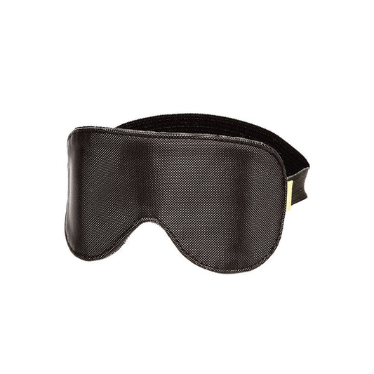 close-up of a soft, black blackout eye mask for restful sleep and relaxation.