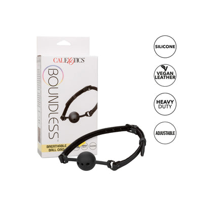 California Exotic boundless breathable ball gag, a black restraint for kinky play.