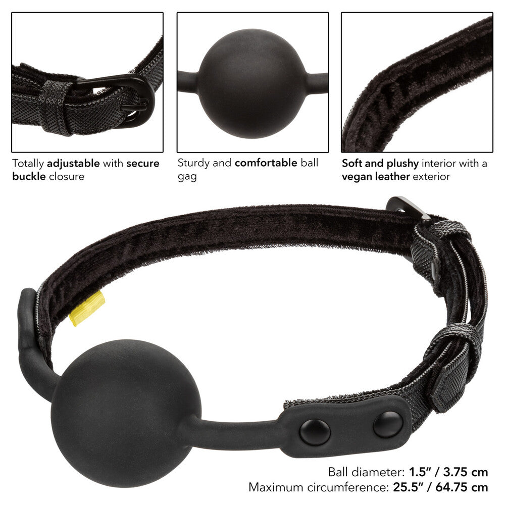 black rubber ball gag with adjustable buckle straps, a kinky addition to your play