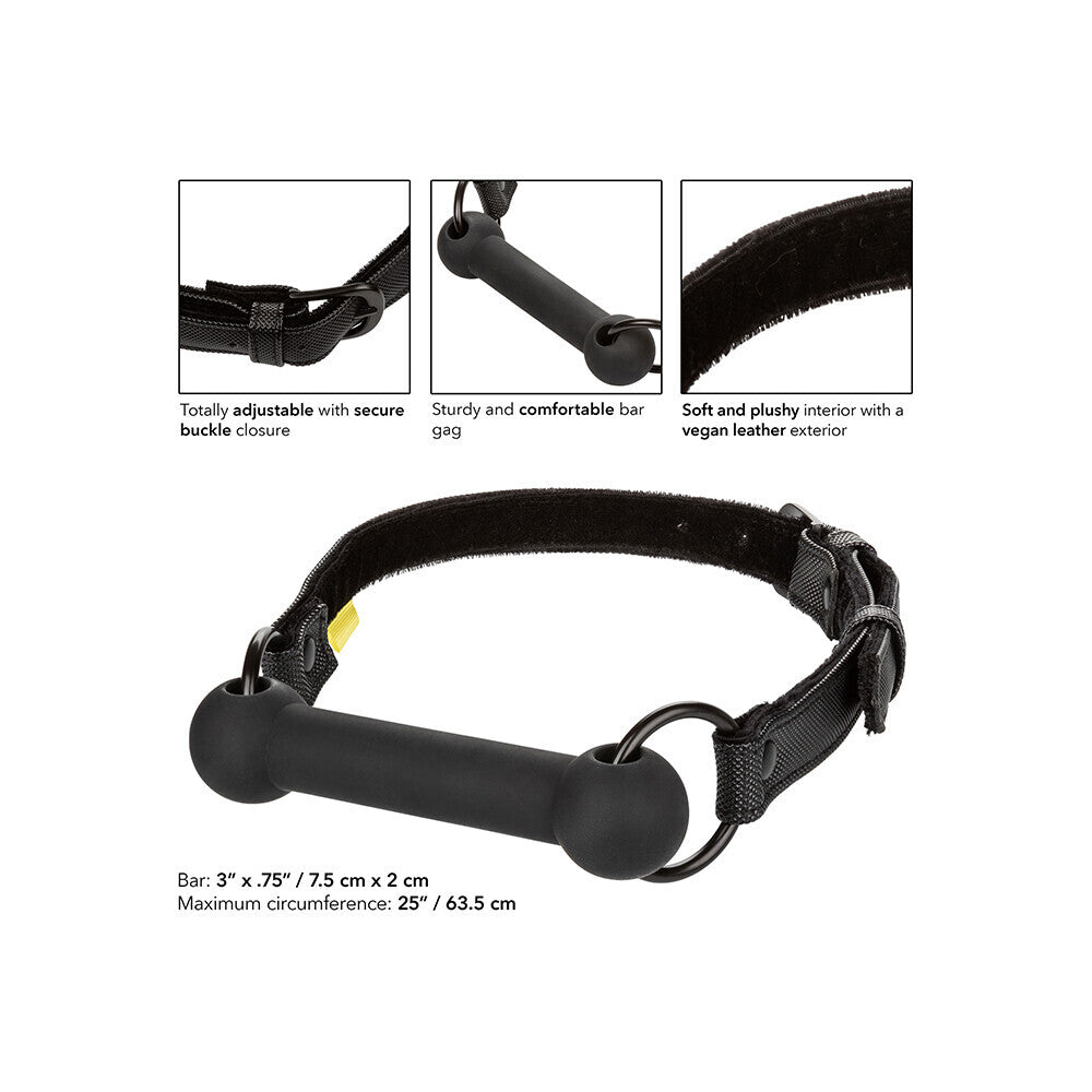 california exotic boundless bar gag in black, a naughty bedroom accessory for roleplay.
