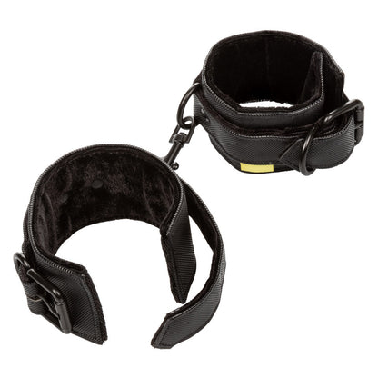 California Exotic Boundless wrist restraints, metal handcuffs with a polished silver finish for playful bondage.