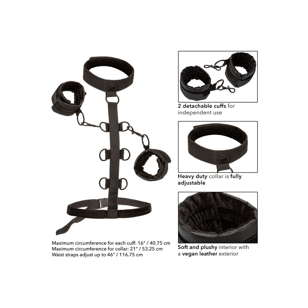 California Exotic Boundless Collar Body Restraint, a black faux leather collar for bondage play.