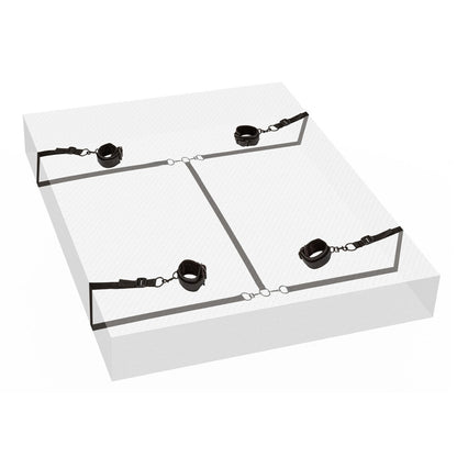 California Exotic Boundless bed restraints, a black bondage set for the bedroom.