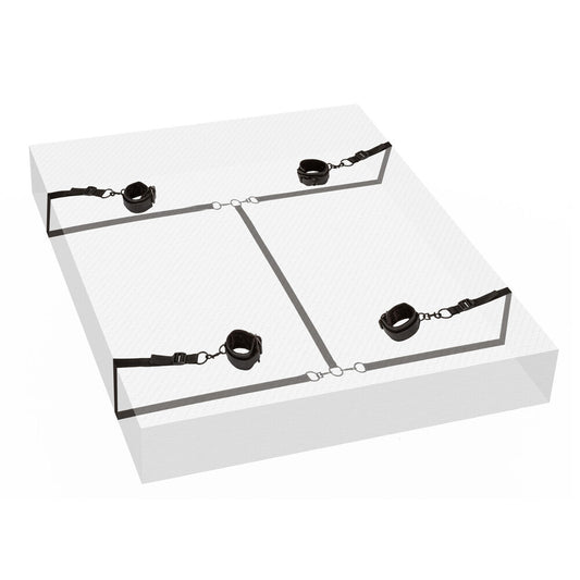 California Exotic Boundless bed restraints, a black bondage set for the bedroom.