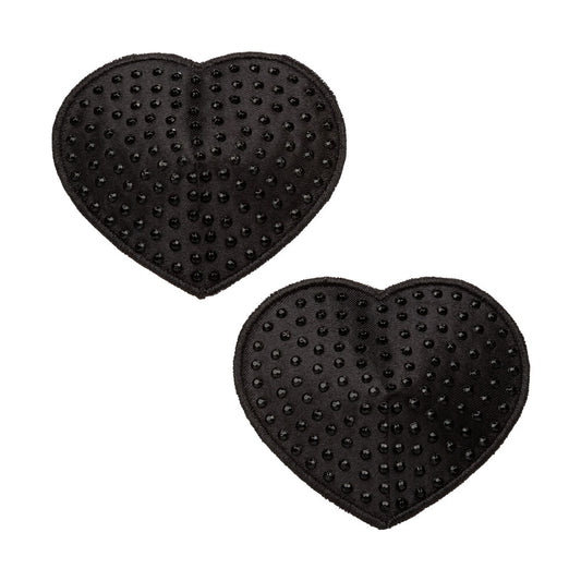 California Exotic radiance black heart pasties, sparkly nipple covers for burlesque and dancing