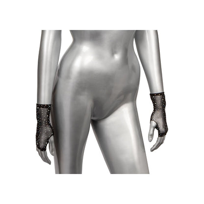 calexotics radiance fingerless gloves, black faux leather with open fingers, a stylish accessory