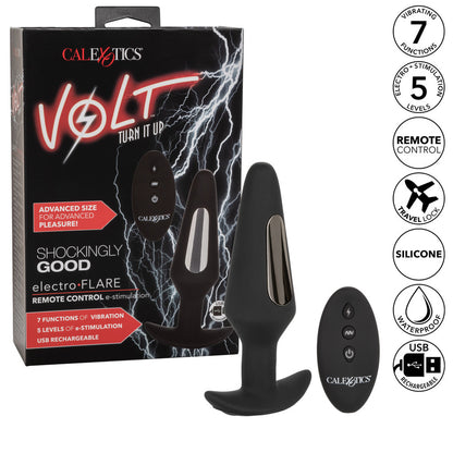 California Exotic Volt Electro Flare butt plug for electro sex stimulation, shiny metal finish.
