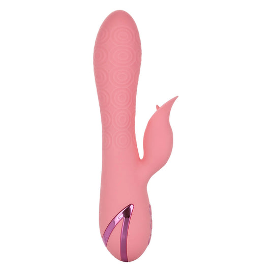 Rechargeable Pasadena Player vibrator with clit stimulator, sleek design for targeted pleasure, in a neutral colour.