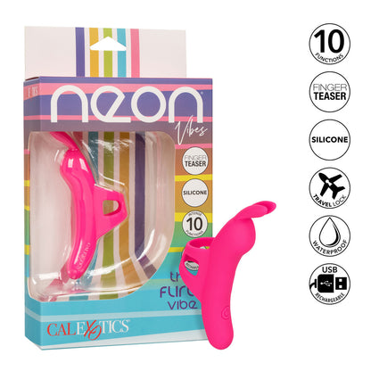 Neon pink california exotic finger teaser vibrator, perfect for a bit of flirty fun.