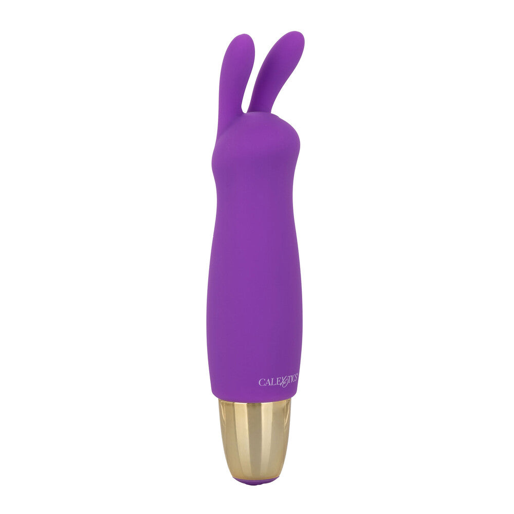 Close-up of the Slay Buzz Me mini rabbit vibrator, a small pink clitoral massager.