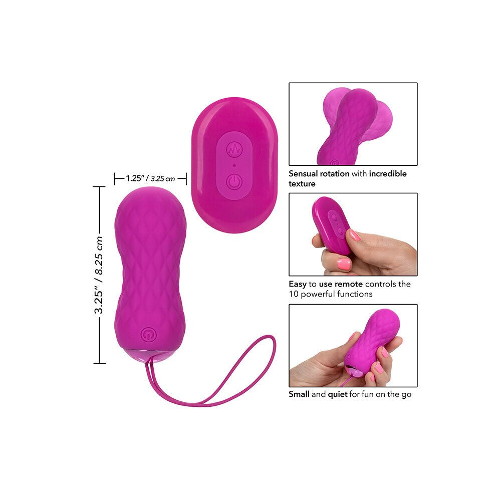 Textured, remote-controlled vibrating egg in a dark grey, bullet-shaped design for discreet pleasure.