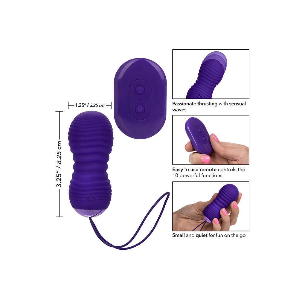 Purple, ribbed bullet vibrator with remote control from California Exotic, for internal pleasure.