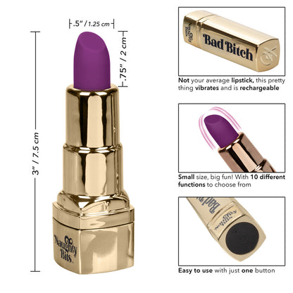 California Exotic naughty bits lipstick vibrator, rechargeable mini vibrator in a sleek, sexy design.